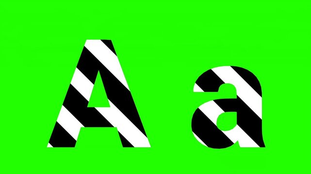 Animated letter "A" in black and white striped design, with uppercase and lowercase versions, perfect for educational videos or presentations.