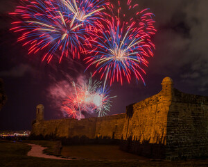 Fireworks over Castillo de San Marcos in St. Augustine, Florida