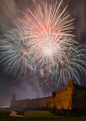 Fireworks over Castillo de San Marcos in St. Augustine, Florida