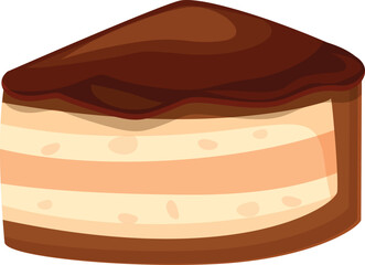 Chocolate cake slice with dripping icing, showing a delicious cross section of this tasty dessert