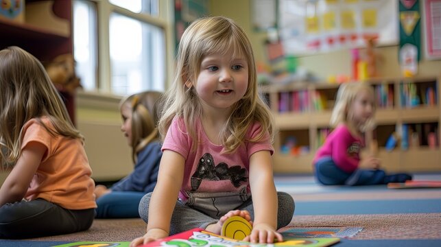 Engaging preschool children in early childhood education through play-based learning activities to enhance kindergarten readiness and early literacy skills in a vibrant classroom setting