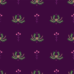 seamless repeat pattern with colorful floral motifs on a magenta background perfect for fabric, scrap booking, wallpaper, gift wrap projects
