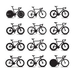 Bicycle set icon silhouettes vector illustration