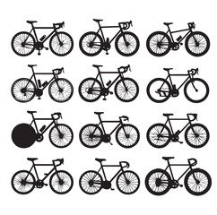 Bicycle set icon silhouettes vector illustration
