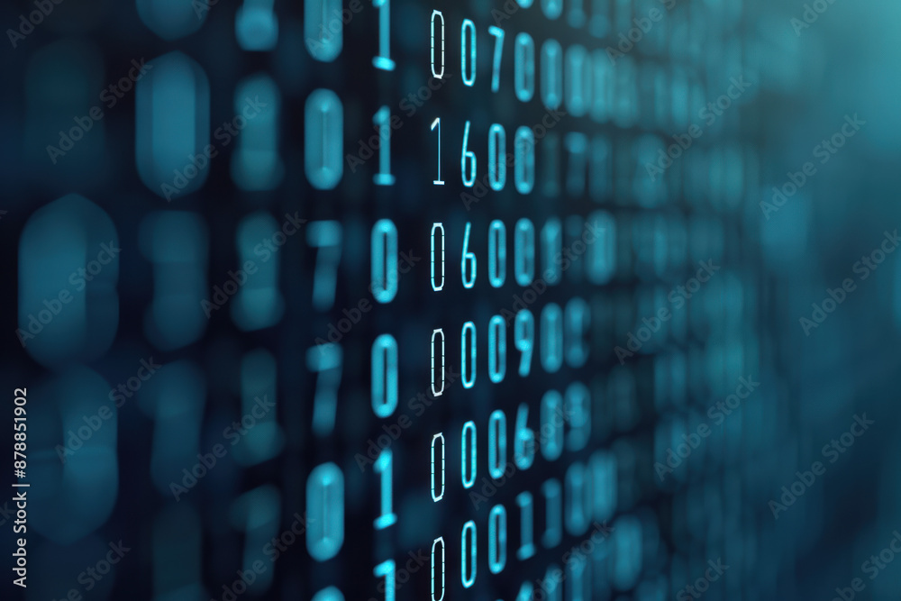 Aufkleber binary code illuminated on a digital screen representing data and technology concepts in a modern, h