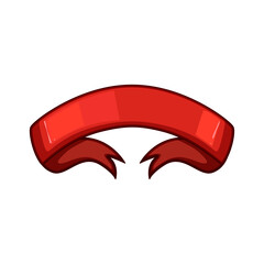 Obraz premium flag red ribbon cartoon. sign sale, badge bow, new price flag red ribbon sign. isolated symbol vector illustration