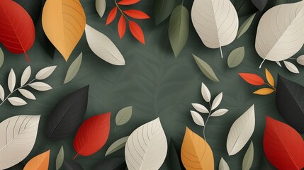 Abstract background of colorful nature scenes featuring vibrant floral patterns of autumn foliage displaying a range of warm and rich colors that epitomize the beauty of the fall season Illustration,