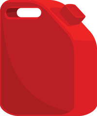 Red plastic gas canister holding fuel, essential for powering vehicles and machinery with internal combustion engines