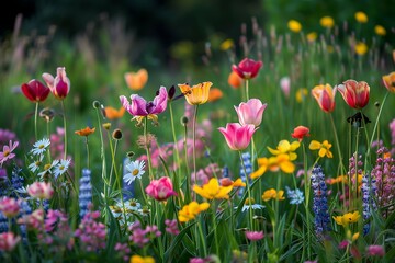 Fototapeta premium Spring Garden Blooms, Vibrant Spring Flowers