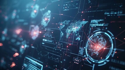 Modern Cybersecurity Network Interface: Dramatic Compositions with Copy Space