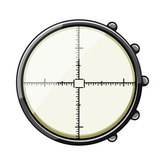 view scope sniper cartoon. shot weapon, cross rifle, military hair view scope sniper sign. isolated symbol vector illustration