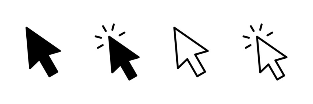 Click icon vector isolated on white background. Cursor icon. Computer mouse click cursor black arrow icons. pointer arrow