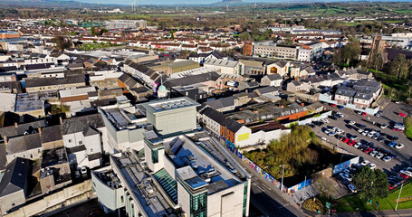 Aerial View of Shops and Stores in Ballymena Town Centre Antrim Northern Ireland 07-07-2024