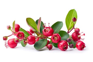 Red Hypericum Isolated on White Background. Beautiful Hypericum Flower