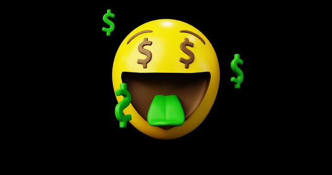 3d emoticon money mouth face or gold digger emoji yellow ball emoticon