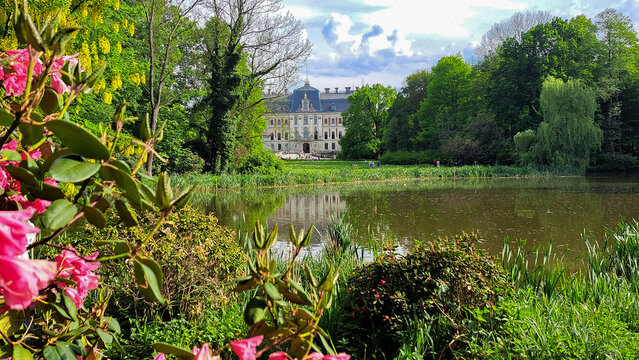 The castle in Pszczyna &ndash; in fact a palace, a former magnate residence in Upper Silesia &ndash; view from the park