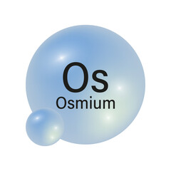 Osmium element icon. Glossy blue sphere. Chemical symbol Os. Vector illustration.