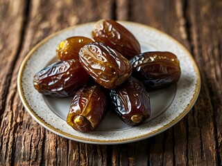 dates close up. date palm background. Date palm on a traditional craftsman market.Horizontal image.	