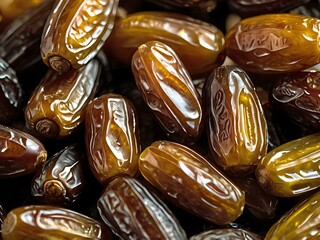 dates close up. date palm background. Date palm on a traditional craftsman market.Horizontal image.	