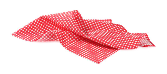 Fototapeta premium Red checkered picnic tablecloth isolated on white