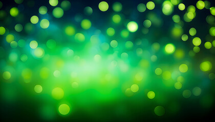 Obraz premium Green light bokeh copy space text background