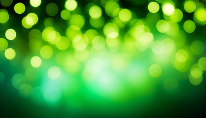 Obraz premium Green light bokeh copy space text background