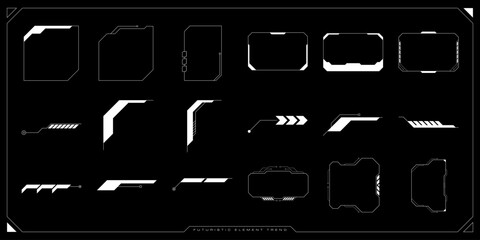 Sci-fi futuristic hud dashboard display virtual reality technology screen. Futuristic User Interface set. Statistics, data information infographic. Vector Illustration