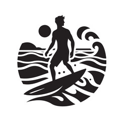 silhouette of Men with surfboard vector illustration