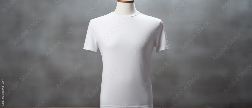 Canvas Prints A white, short-sleeved T-shirt on a mannequin against a neutral background