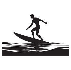 silhouette of Men with surfboard vector illustration
