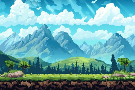 Scenic Mountain Landscape with Rolling Hills and Lush Greenery