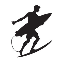 silhouette of Men with surfboard vector illustration