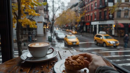 Coffee and Pastry with City View.