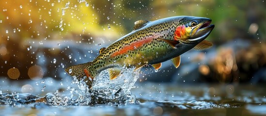 Rainbow Trout Leaping Out of Water