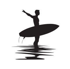 silhouette of Men with surfboard vector illustration