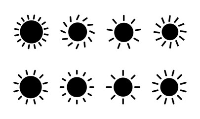 Sun icon set. Brightness Icon vector