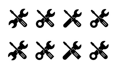 Repair tools icon set. tool icon vector. setting icon vector. Wrench and screwdriver. support, Service
