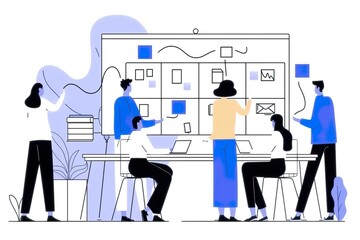 Team Collaborating on Project with Digital Interface