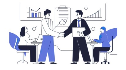 Business Professionals Shaking Hands in Office
