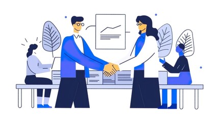 Business Professionals Shaking Hands in Office