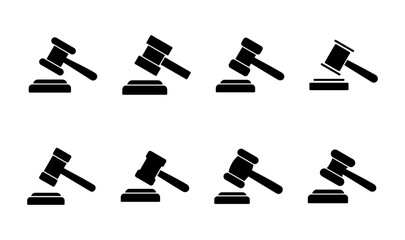 Gavel icon set. judge gavel icon vector. law icon vector. auction hammer