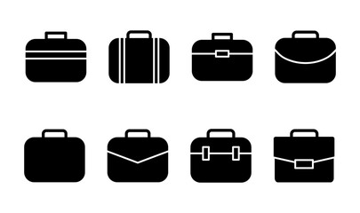 Briefcase icon set. suitcase icon. luggage symbol.