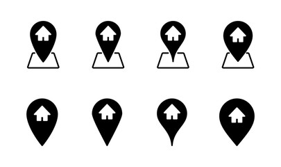 Address icon set. home location icon vector