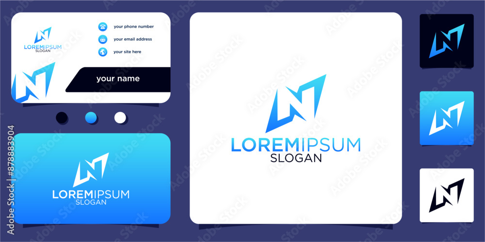 Fototapete collection of initials letter n abstract monogram with gradient colors business card vector design l