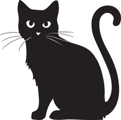 cat vector art silhouette style with white background