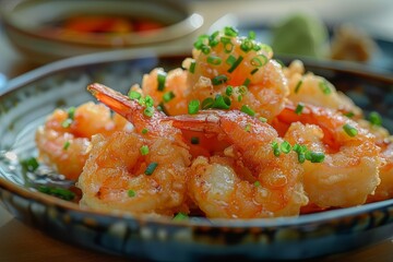 Japanese Cuisine. Tempura Shrimps or Deep Fried Shrimps
