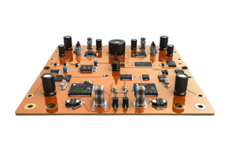 Motherboard with pieces arranged for a game. Isolated on a transparent background