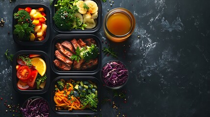 Healthy Meal Prep Containers with Various Ingredients