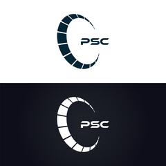 PSC logo. P S C design. White PSC letter. PSC, P S C letter logo design. P S C letter logo design in GOLD, GOLDEN LOGO, THREE, style. letter logo set in one artboard. P S C letter logo vector design.