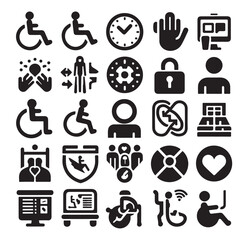 Disabled icons Silhouette vector illustration